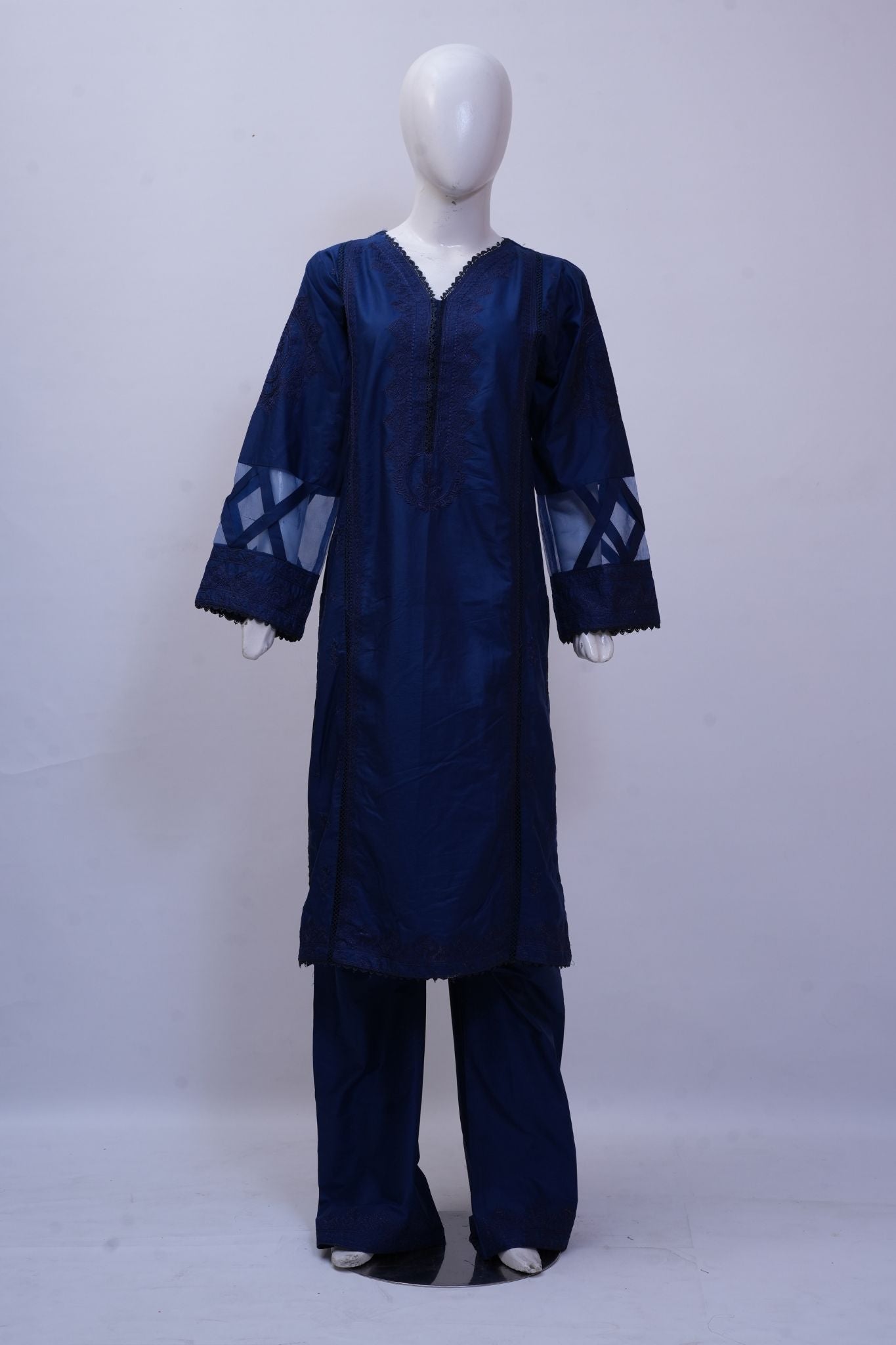 Royal Midnight Blue 3-Piece Stitched Embroidered Suit