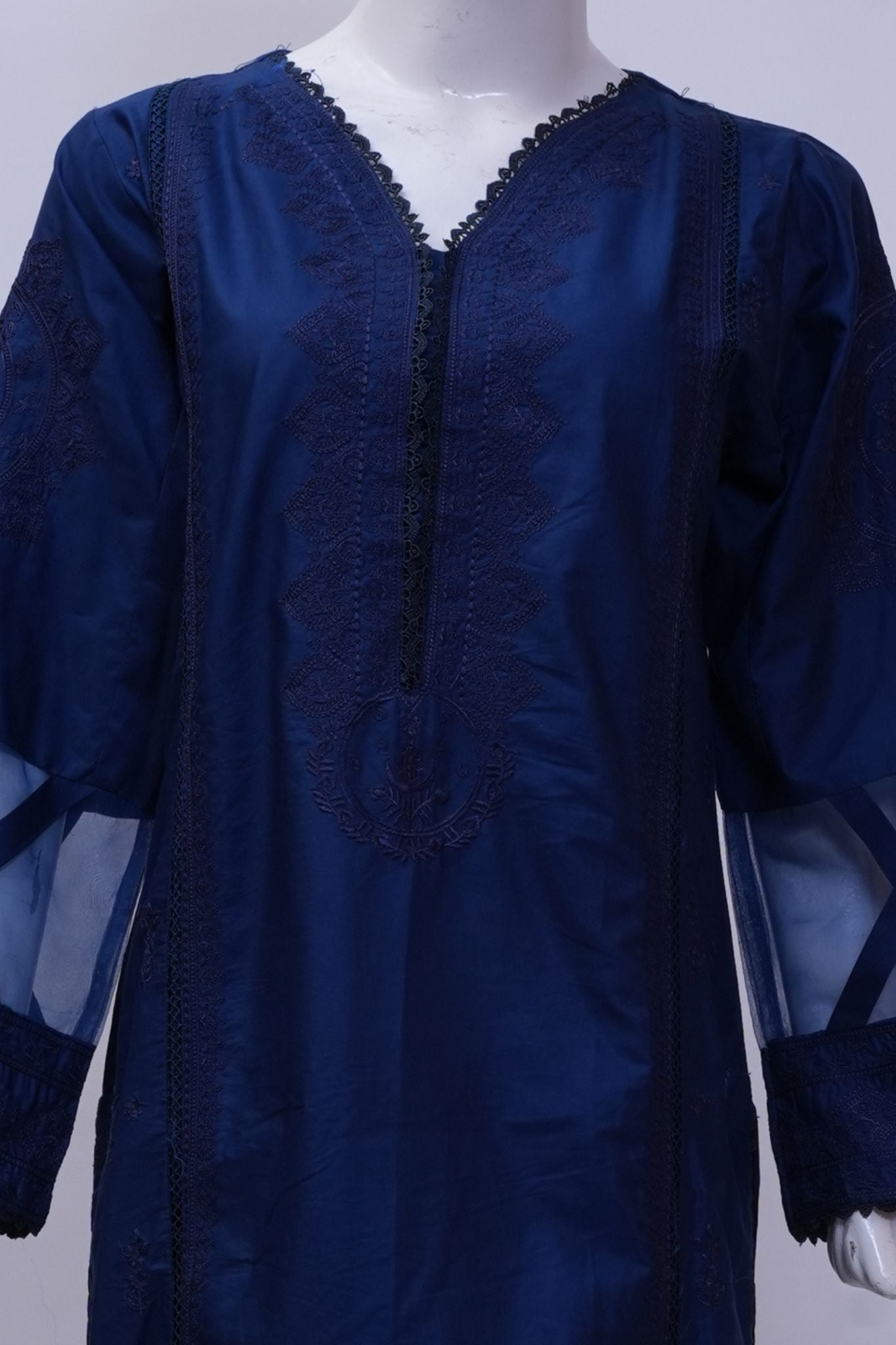 Royal Midnight Blue 3-Piece Stitched Embroidered Suit