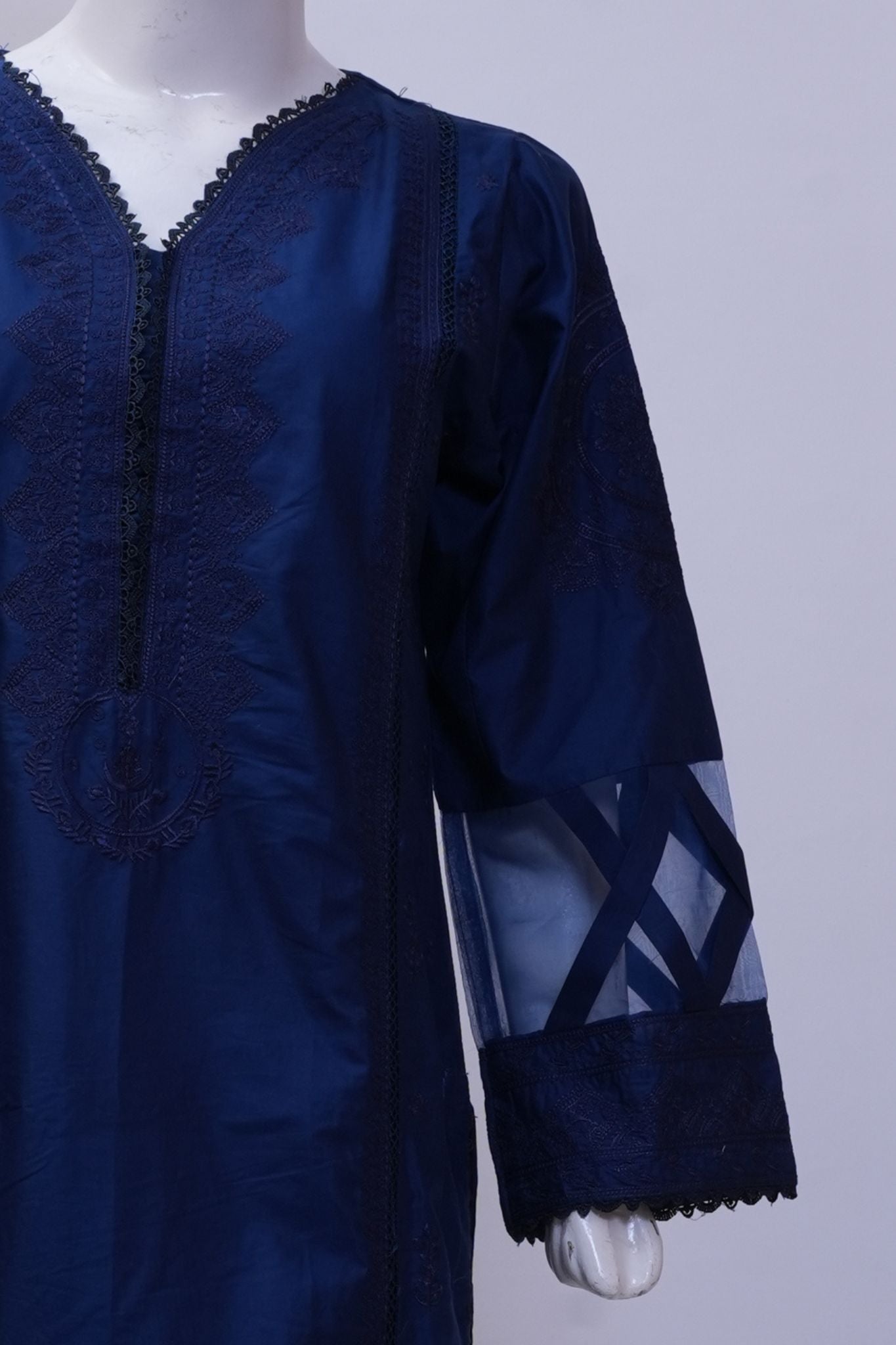 Royal Midnight Blue 3-Piece Stitched Embroidered Suit