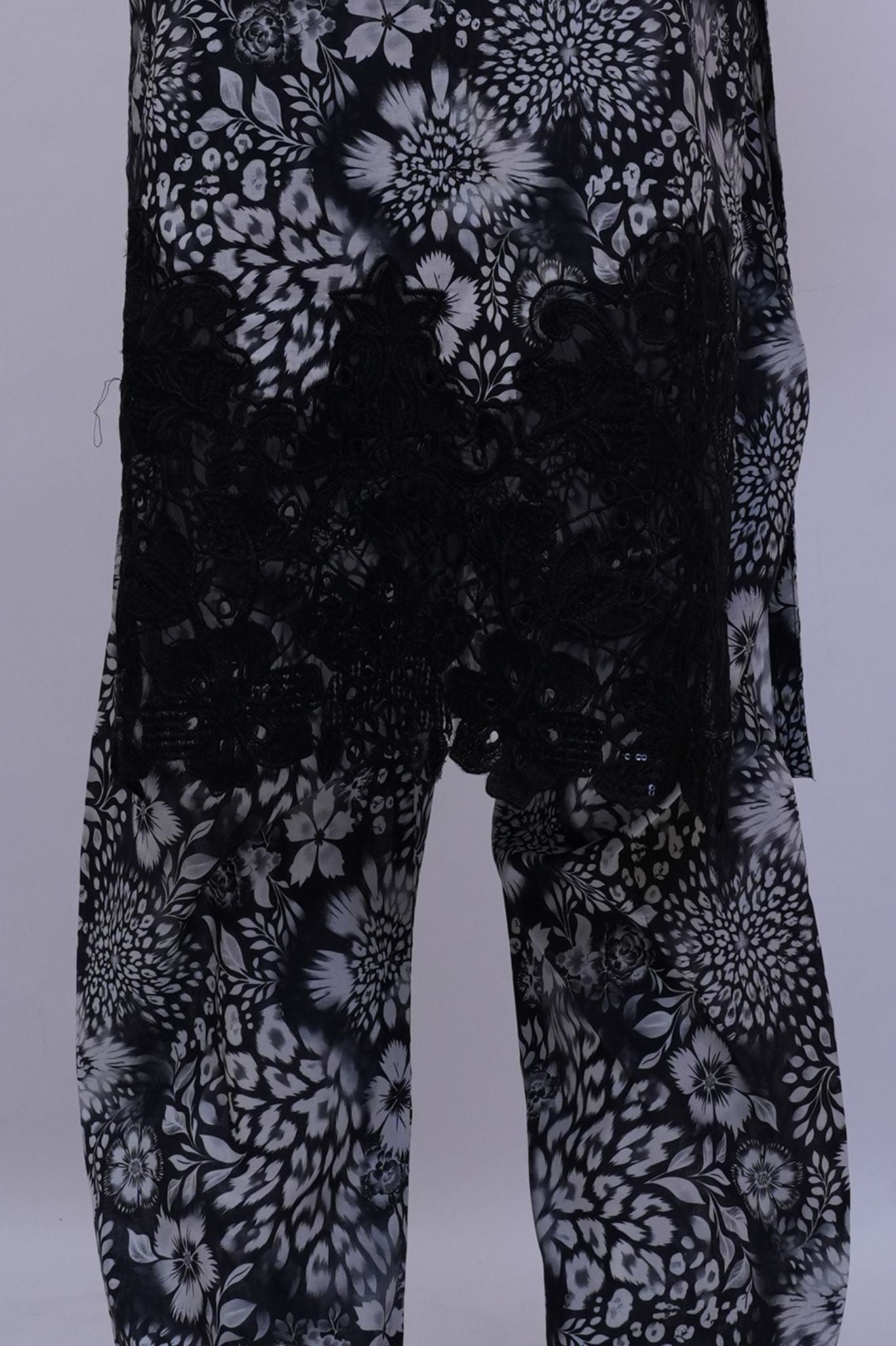 Charcoal Monochrome Floral 3-Piece Stitched Embroidered Suit