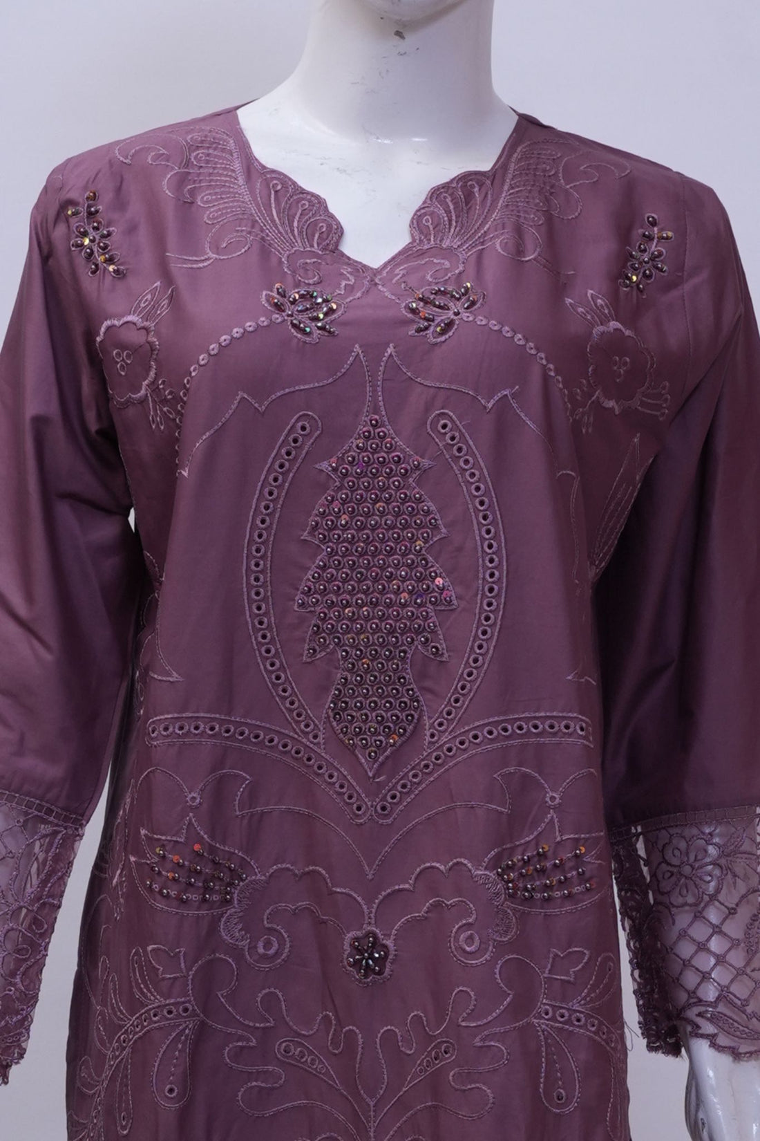 Dusky Mauve Embroidered 3-Piece Stitched Embroidered Suit