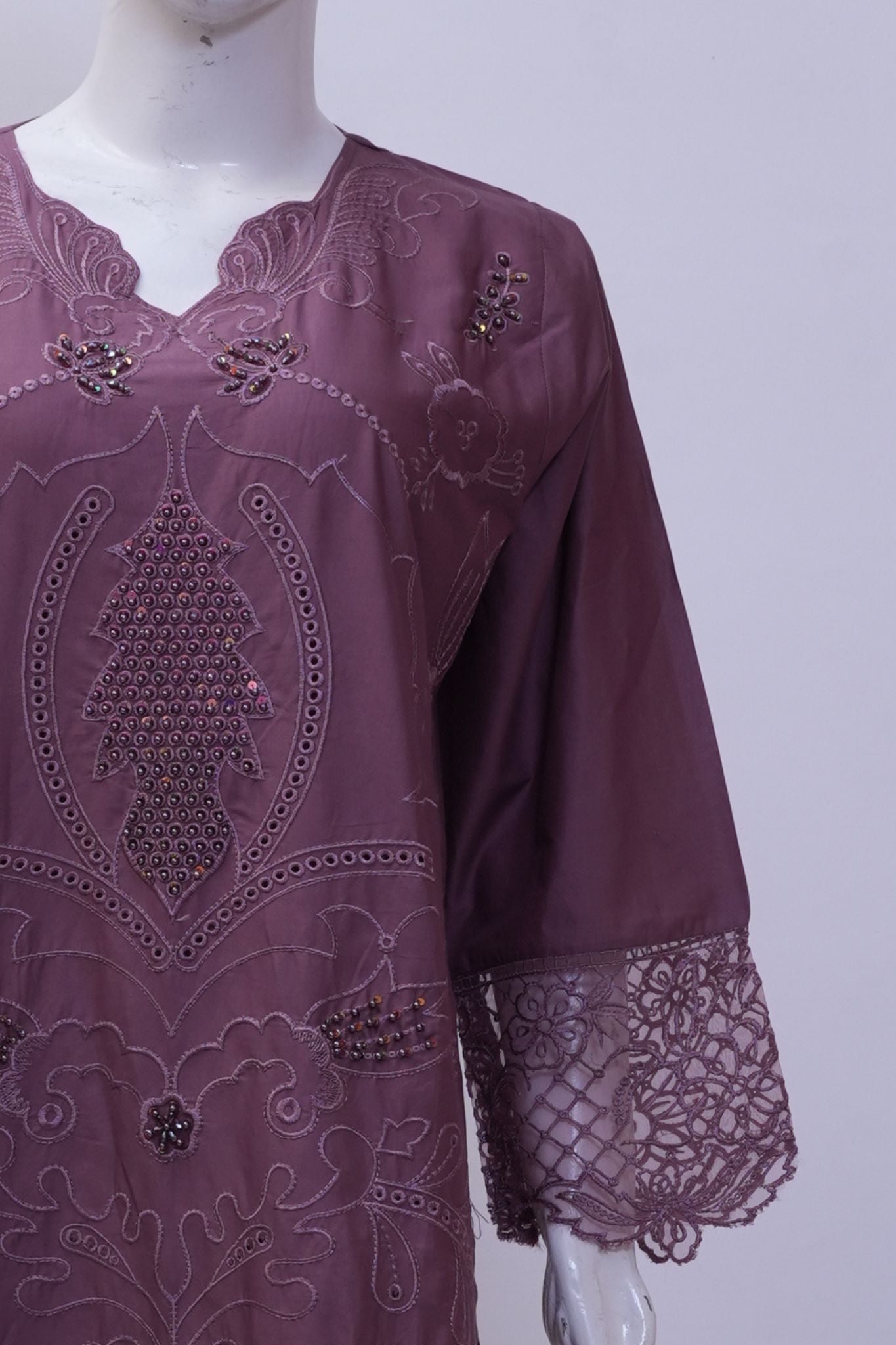 Dusky Mauve Embroidered 3-Piece Stitched Embroidered Suit