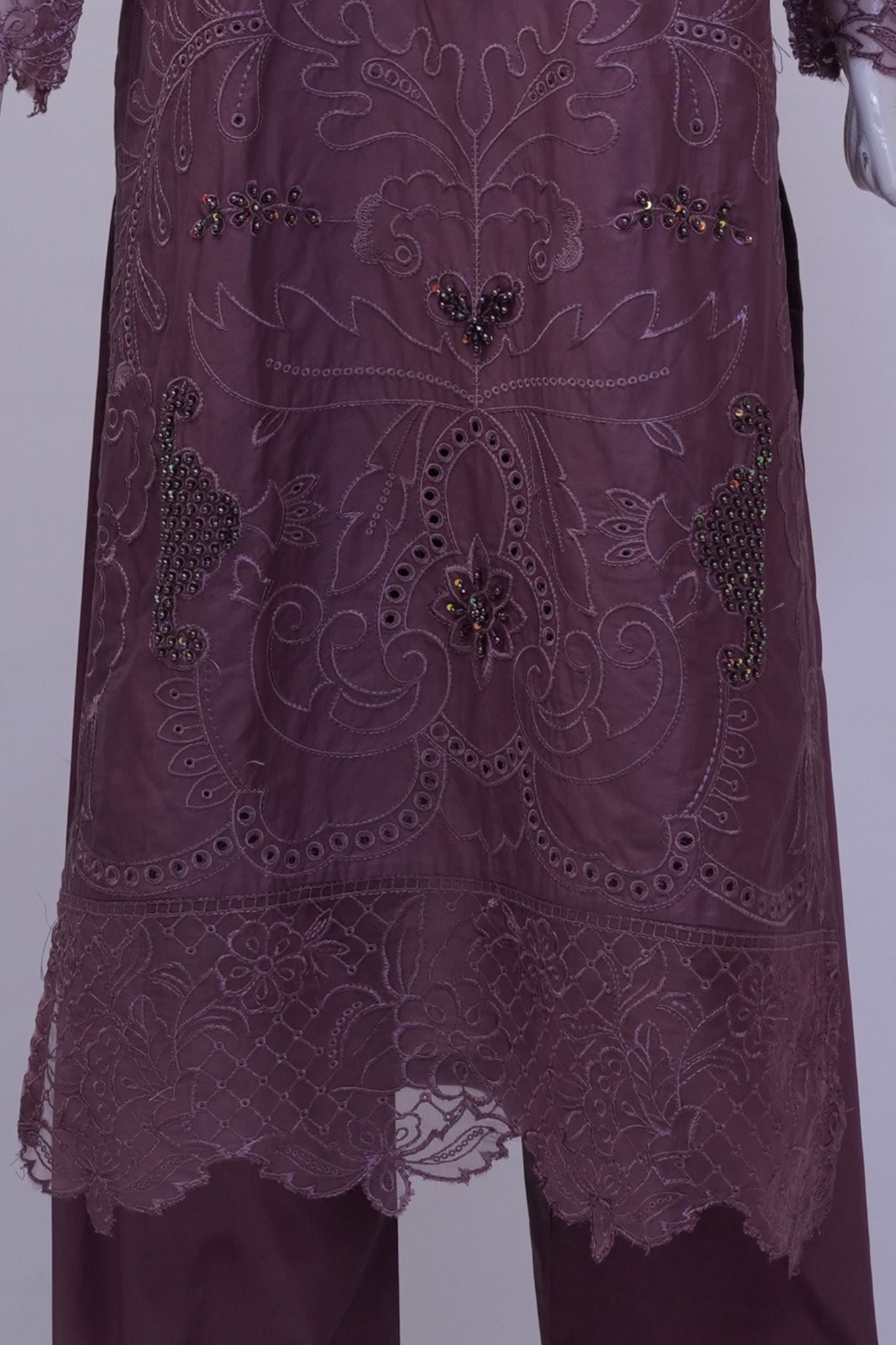 Dusky Mauve Embroidered 3-Piece Stitched Embroidered Suit