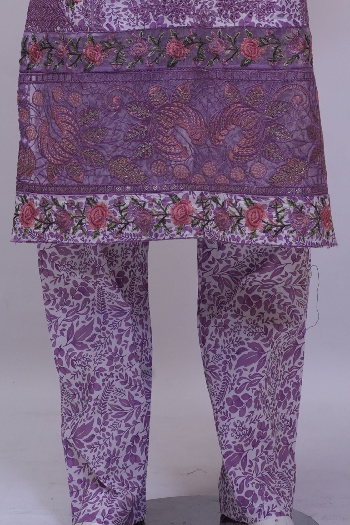 Lilac Lavender Floral Embroidered 3-Piece Stitched Suit