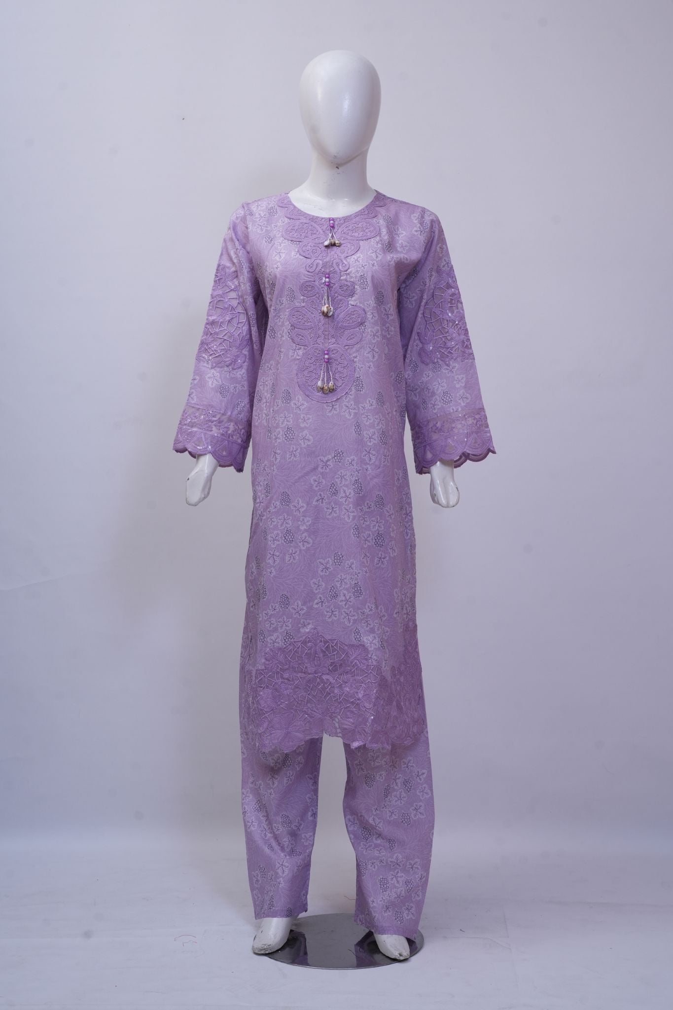 Lilac Floral Shiffli Embroidered 3-Piece Stitched Suit
