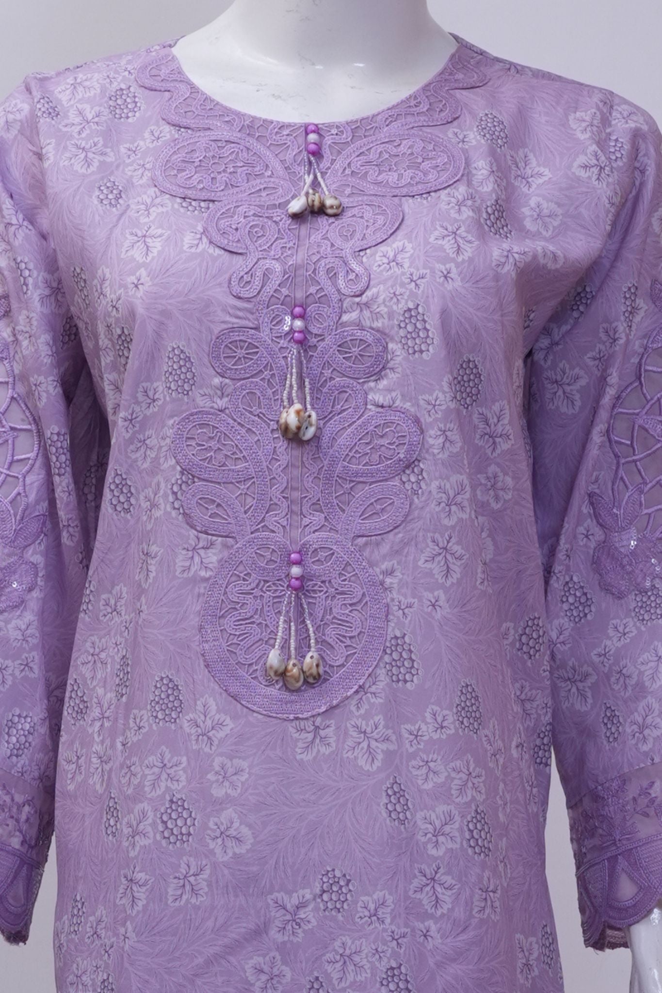 Lilac Floral Shiffli Embroidered 3-Piece Stitched Suit
