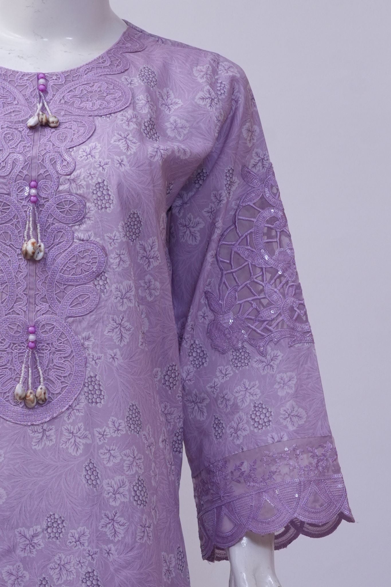 Lilac Floral Shiffli Embroidered 3-Piece Stitched Suit