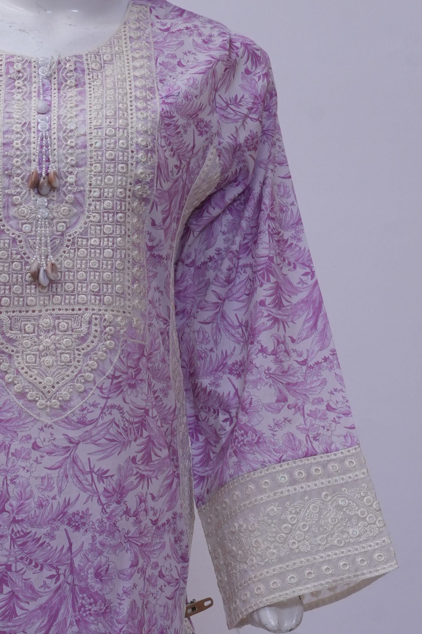 Purple Floral Printed Embroidered 3-Piece Stitched Suit