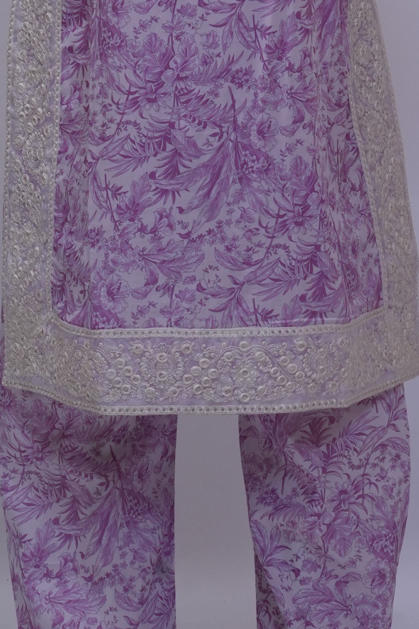 Purple Floral Printed Embroidered 3-Piece Stitched Suit