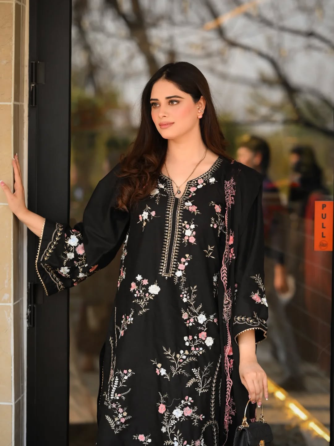 Noir Bloom - Premium 3 Piece Embroidered Stitched Suit