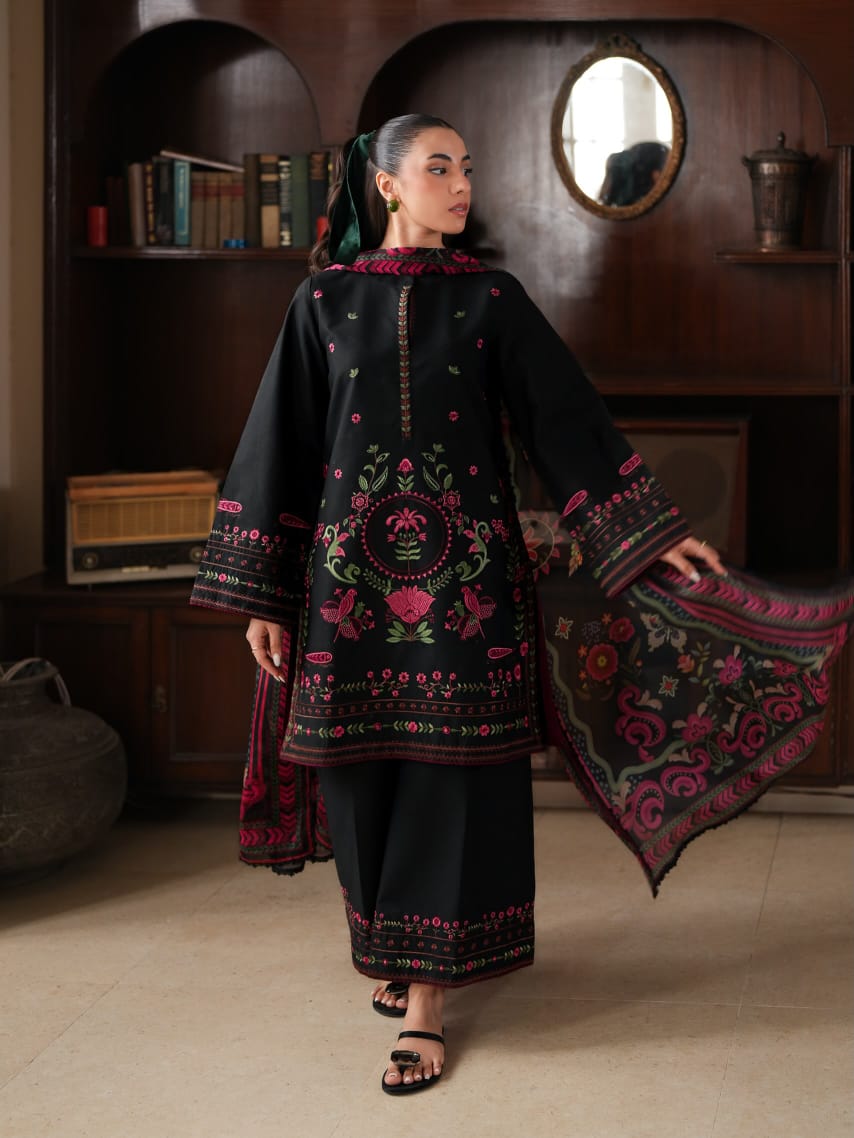 Gul-e-Siyah (3-Piece Embroidered Premium Cotton Suit)